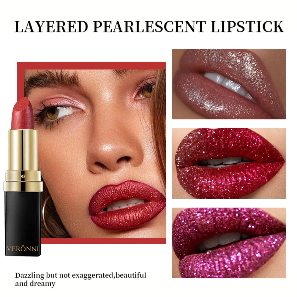 High Pigmented Shiny Lipstick,Stain Resistant,Long-Lasting,Glossy Waterproof Lipstick Shimmering Makeup Valentine'S Day Gift