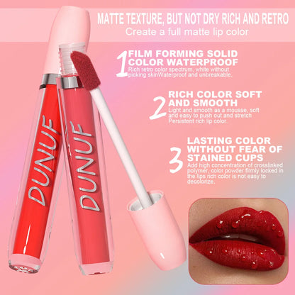 25 Color Velvet Matte Lipstick Liquid Waterproof Sexy Red Matte Lip Glaze Non-Stick Halloween Makeup Not Easy To Fade Lip Gloss