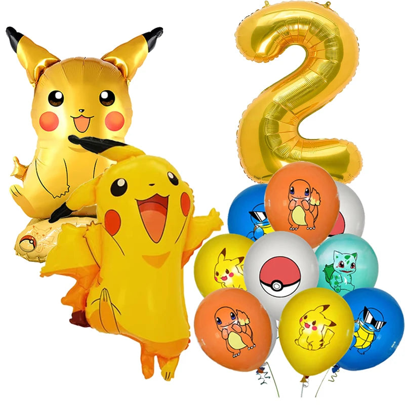 New pokemon birthday party pikachu decoration Balloon Disposable Tableware Tablecloth Straws Cup Plates Baby Shower Supplies Toy