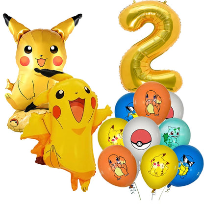 New pokemon birthday party pikachu decoration Balloon Disposable Tableware Tablecloth Straws Cup Plates Baby Shower Supplies Toy