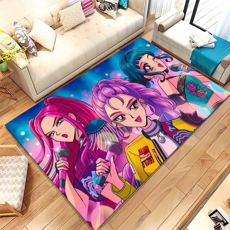K-Pop Demon Hunters Golden Saja Boys Living Room Non-Slip Area Rug Soft Carpet for Bedroom Playroom Sofa,Home Decor Doormat
