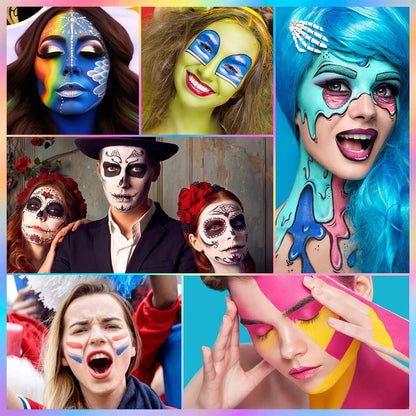 22 Color Face Body Painting Kit for Kids Adults,Face Paint Makeup Palette with Brush,Halloween Carnival Artist Cosplay Art Party