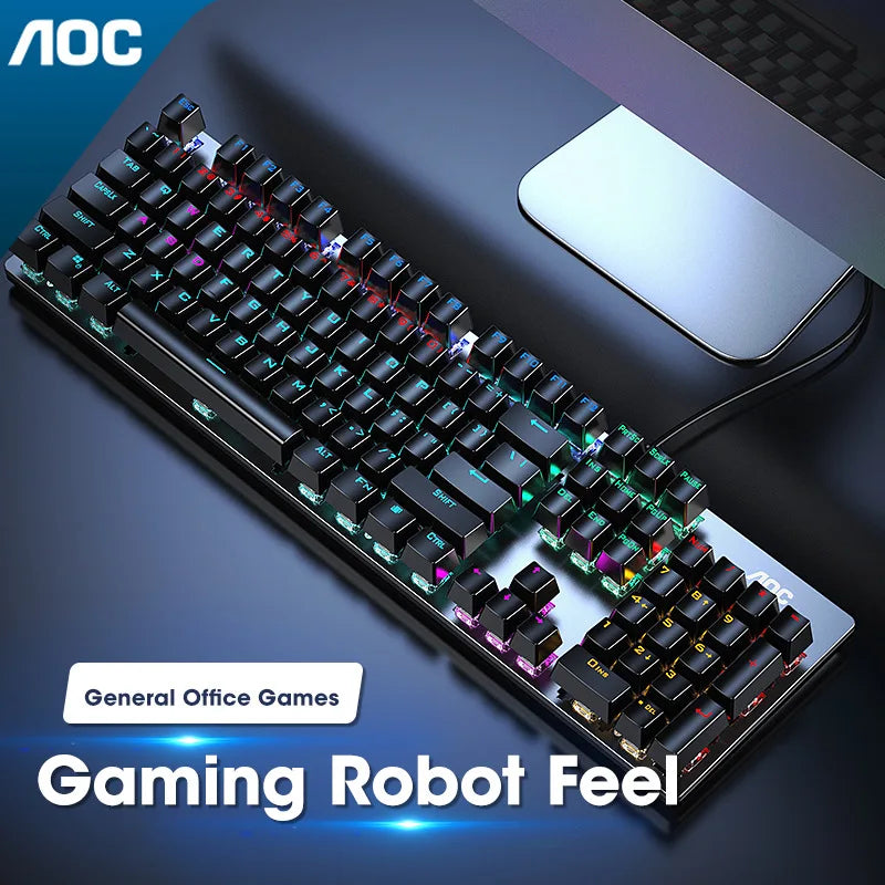 GK410 Professional Mechanical Keyboard: Metal Panel & RGB Backlit Gaming Edition