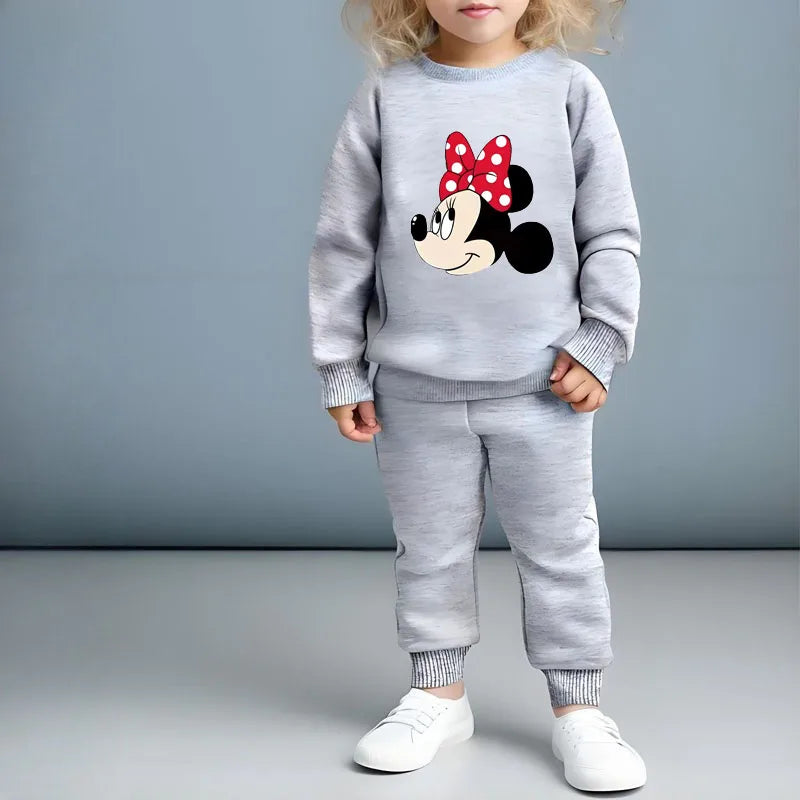 Baby Girls Long Sleeve Pullover and Trousers Two Piece Sets DISNEY Fall Children's Hoodies Set Kids Casual Sweatsuits New