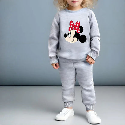 Baby Girls Long Sleeve Pullover and Trousers Two Piece Sets DISNEY Fall Children's Hoodies Set Kids Casual Sweatsuits New