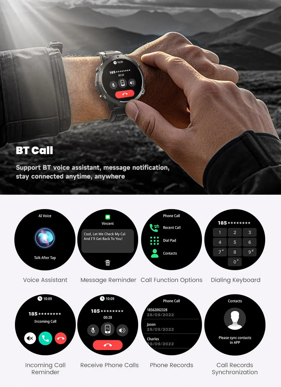 TANK X3 Smartwatch – GPS, BT Call, Compass & 5ATM Waterproof