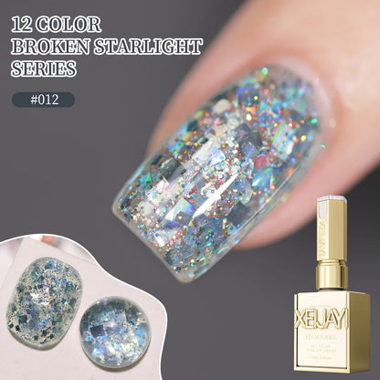 2025 new popular 12-color glittering diamond sequins nail gel, high saturation gloss long-lasting for nail art DIY