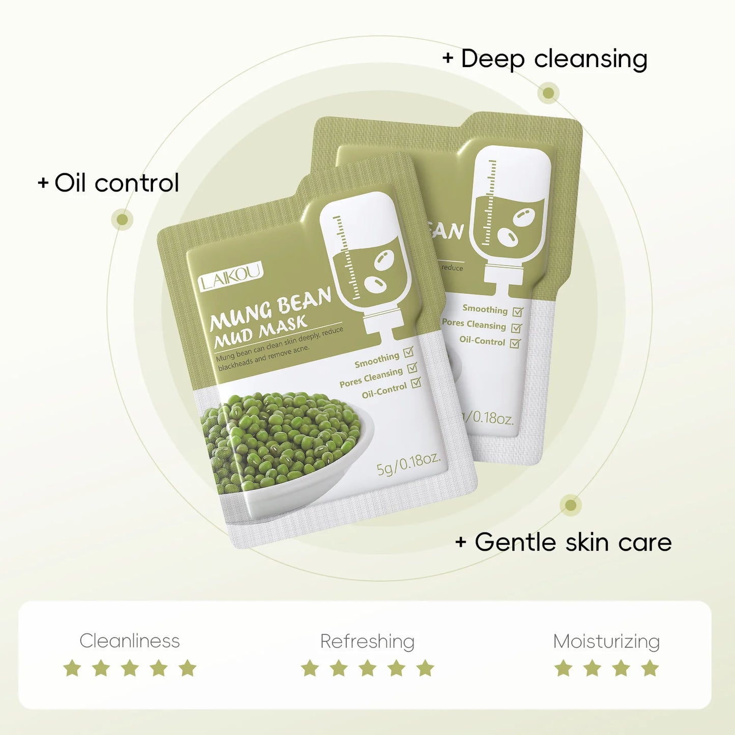 LAIKOU Sleeping Face Mask Set: 5pcs Night Repair & Deep Hydration Combo