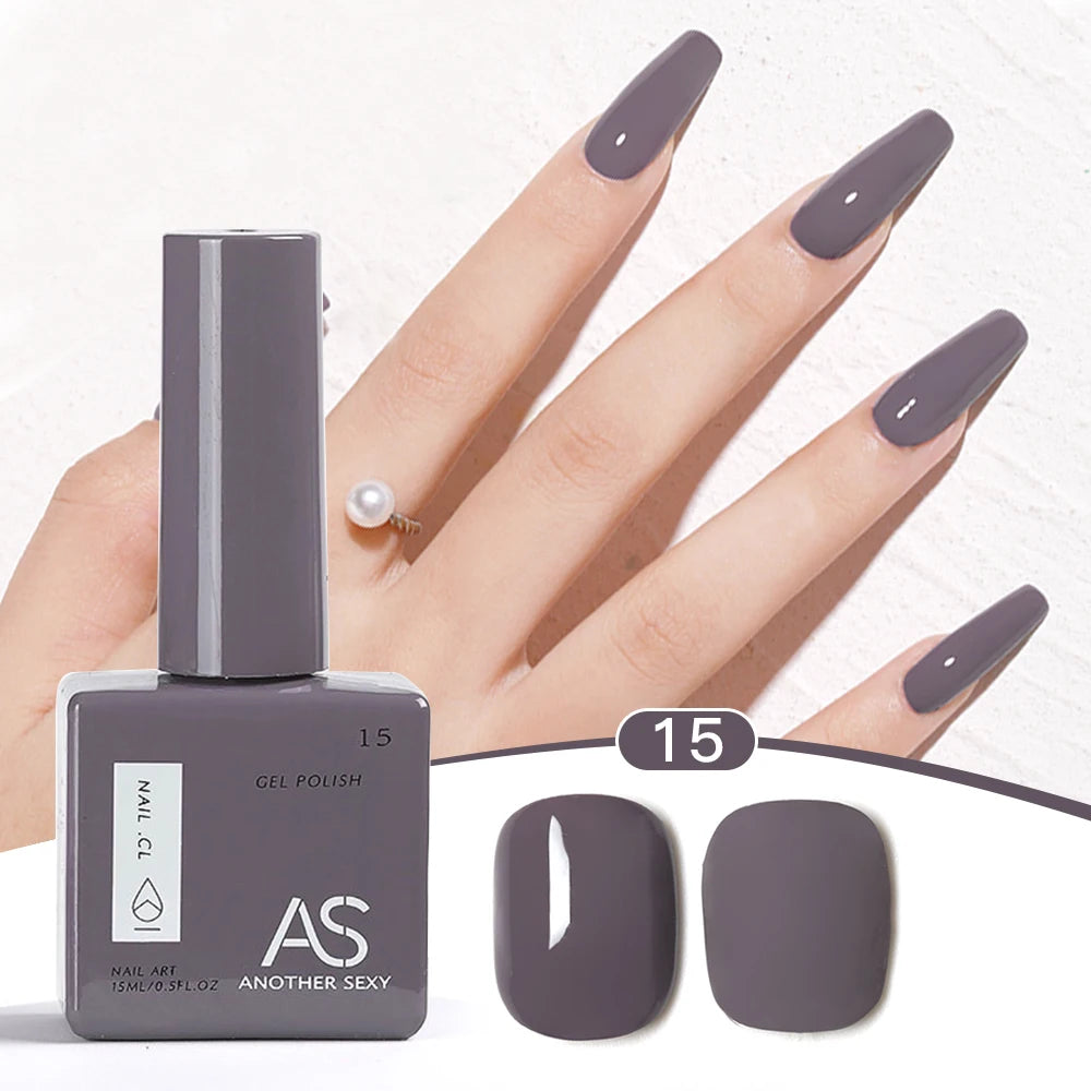 AS 1pc 15ml Bright Yellow Gel Nail Polish Starter Pure Soak Off No Wipe Nail Gel Polish Varnish Suitable For All Seasons