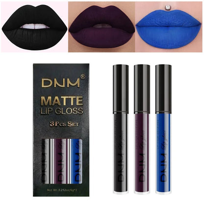 3pcs/set Liquid Lipsticks Waterproof Long Lasting Cosmetic Red Blue Purple Matte Lip Gloss Nude Lip Tint Stain Makeup