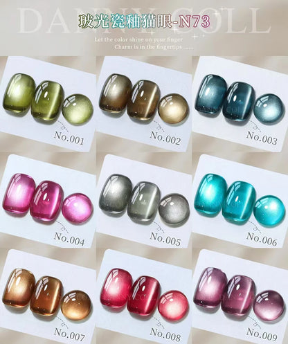 9 Color/Set Crystal Cat Eye Gel Nail Polish Set Semi Permanent UV LED Gel Lacquer Magnetic Cat Eye Gel Varnish For Nail Art 15ml