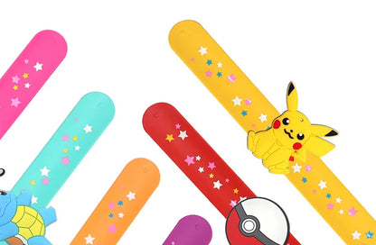 PVC Pokemon Slap Bracelet Kids Pikachu Birthday Decoration Anime Wristband Child Slap Band Puzzle Toy Boys Girls Birthday Party
