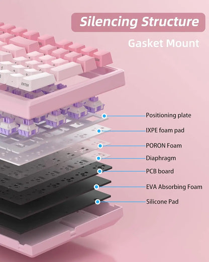 MageGee SKY98 Wireless Gasket Mechanical Gaming Keyboard, 96% Hot Swappable RGB 5-Layer Sound Padding, BT/2.4G/USB-C, NKRO