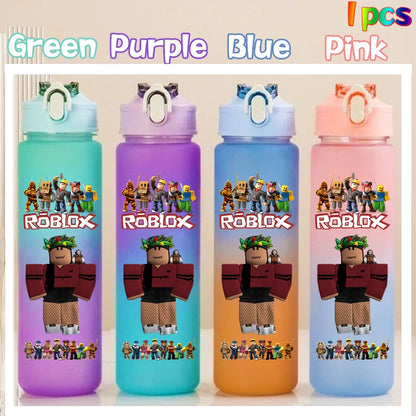 Roblox Anime Cartoon Straw Drink Bottle 750ml Gradient Color Water Cup Game Student Daily Necessities Gourde Boy Holiday Gift