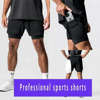 Pokémon Animation Derivatives Men's Fake Two Shorts Streetwear Pikachu Print GYM Sports Men's 2025 Summer Fashion Street Shorts