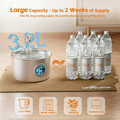Stainless Steel Pets Water Fountain 108oz 🐱💧