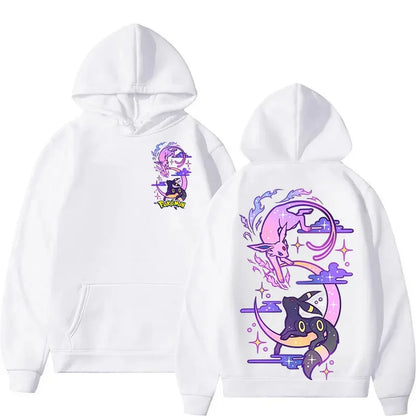 2025 Pokémon Creative Umbreon＆Espeon Printed Hoodie Top Men's Women's Autumn/Winter New Harajuku Oversize Casual Trend Sweater
