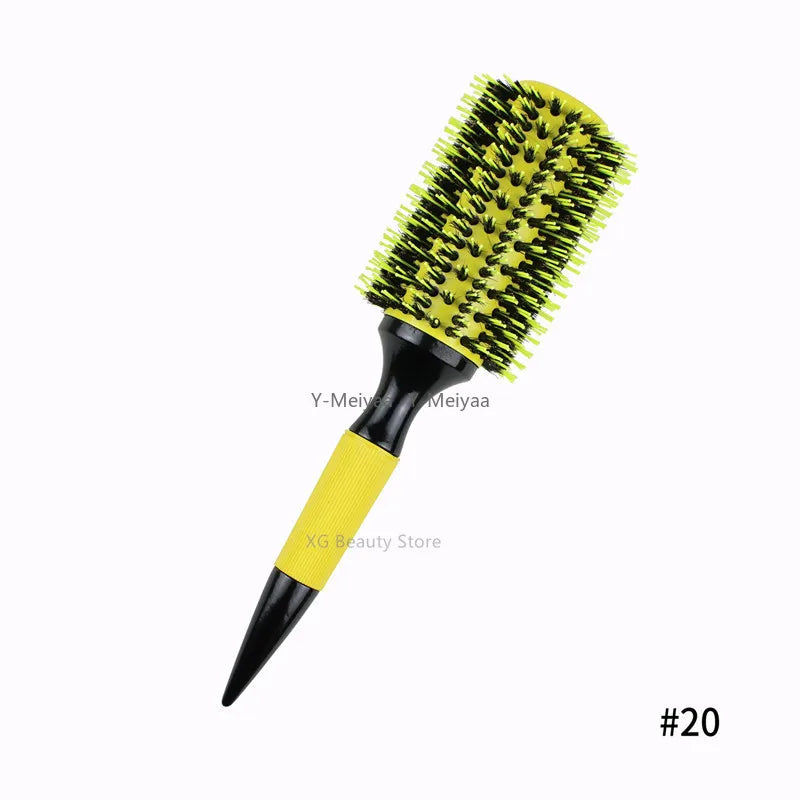 Professional 1/6pcs Boar Bristle Wooden Hair Comb Round Hair Brush Curling Combs Woman Hair Curlerl Hairdresser Styling Tool