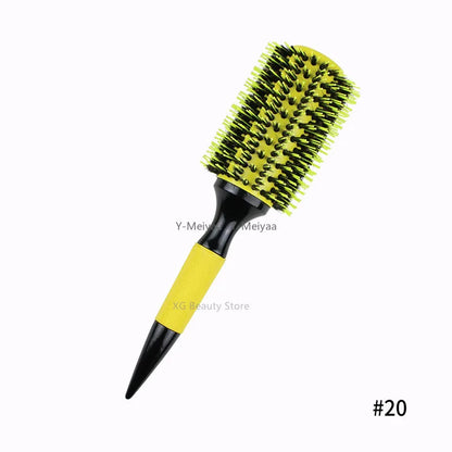 Professional 1/6pcs Boar Bristle Wooden Hair Comb Round Hair Brush Curling Combs Woman Hair Curlerl Hairdresser Styling Tool