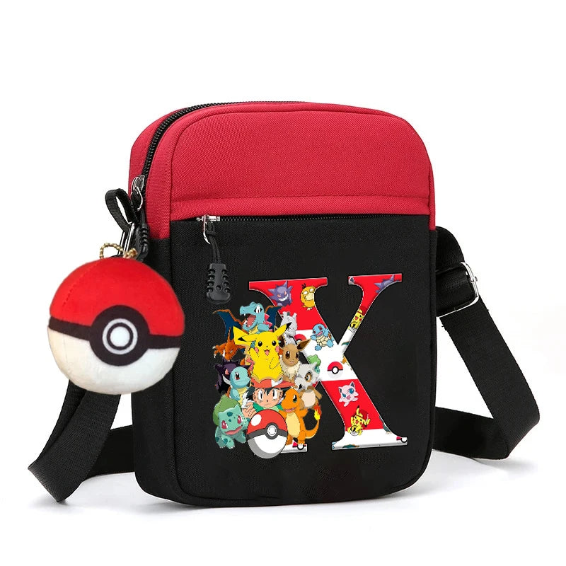 Cute Pokemons Letter A-Z Chest Packs Anime Pikachus Boy Girl Daily Travel Phone Pouch Shoulder Bag Outdoor Sport Crossbody