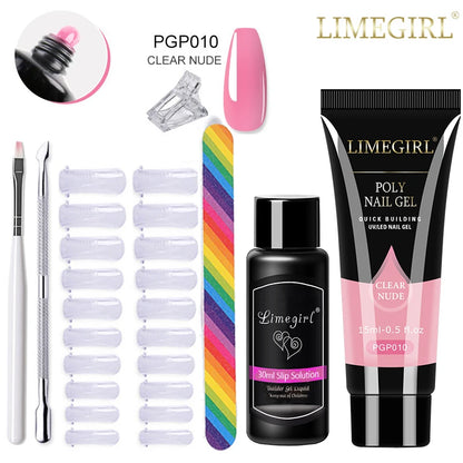 LIMEGIRL Set Poly Nail Gel for Extension Gel Set Manicure Acryl Gel Varnish Set 15ML Acrylic Liquid Nail Art Nail Kit UV Gel Kit
