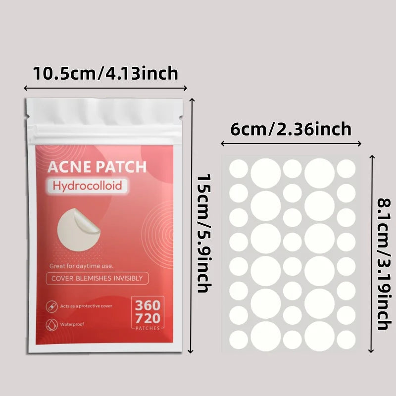 360/720pcs Transparent Hydrocolloid Pimple Patches – Ultra-Thin Invisible Dots, Waterproof Daily Spot Covers for All Skin Types