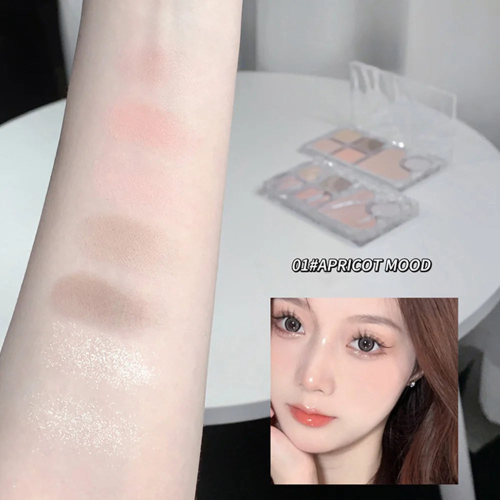 Pinky Heart Gege Bear Eyeshadow Palette Matte Pearlescent Earth Color Sequin Long-Lasting Eyeshadow And Contour Palette
