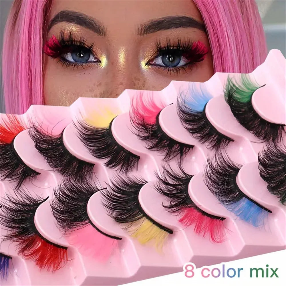 8 pairs of Colorful High-Quality Faux Eyelashes,Individual Lashes Creating a Different Personality for You lash extensions