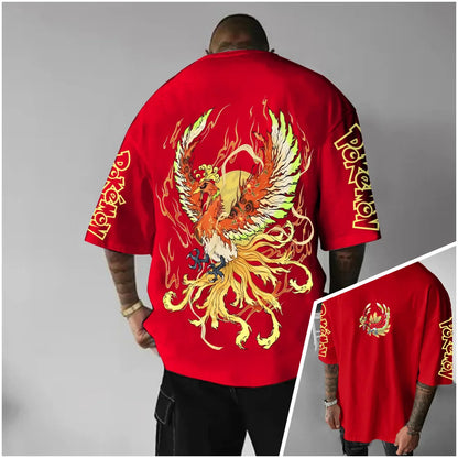 Bandai Pokémon World Harajuku Style Oversized Anime Print Adult Kids T-Shirts Summer Quick-dry Comfy Casual Light Plus Size
