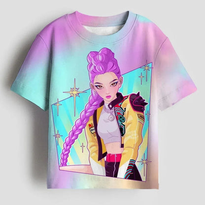 Hasbro Monster Girls Group K-POP, KPOP Dinosaur Hunter Series Women's Sportswear Children's Cartoon 3D T-Shirt