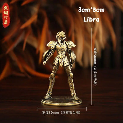 Golden Gold Saints Mini Figures Set Brass Style Anime Collectible Statues Luxury Desk Decor Gift for Anime Fans