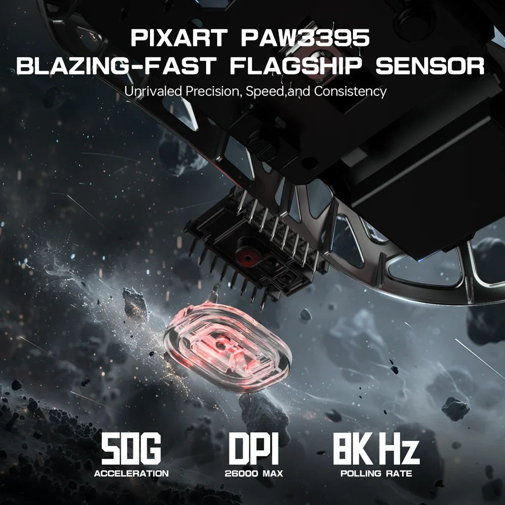 ATTACK SHARK R3 Magnesium Alloy Gaming Mouse 8K SUPERLIGHT 8000Hz 6 Adjustable DPI up to 26000 PAW3395 BT/2.4G Wireless/Wired