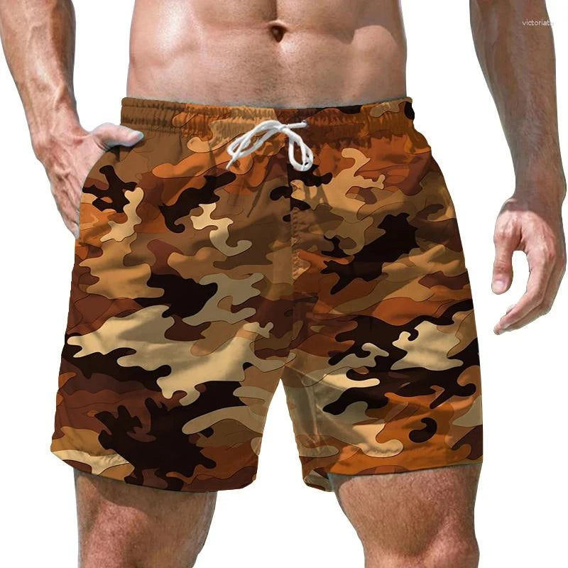 Camouflage Military Beach Shorts Men 3D Print Army Veteran Board Shorts Quick Dry Swimsuit Swim Trunks Cool Soldiers Ice Shorts