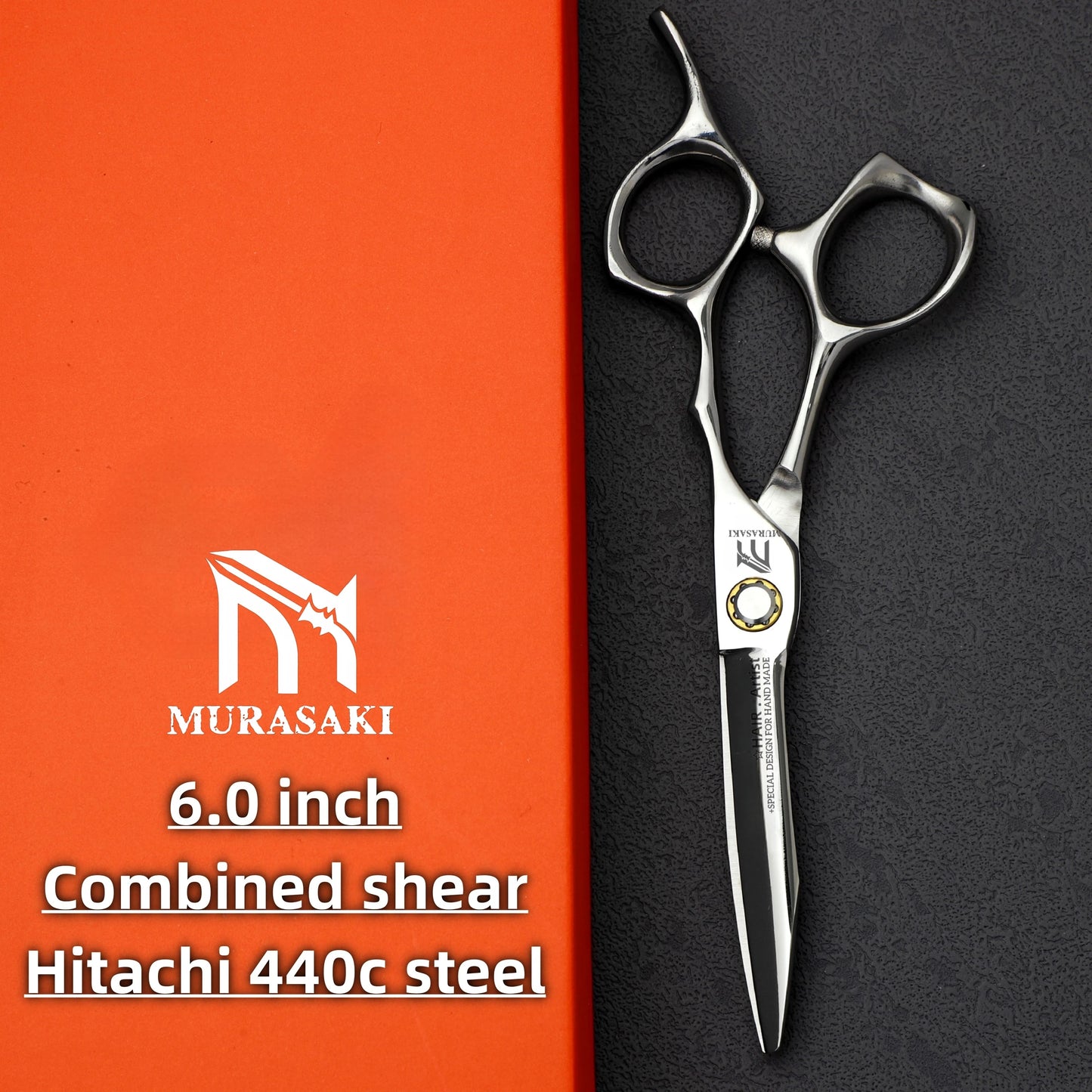 MURASAKI 6.0 inchhair thinning scissors，Professional Barber Accessories，Made by Hitachi 440C Steel，High-end Hair Cutting Tools