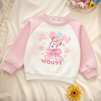 Cartoon Printed Girls Casual Sweatshirts Spring and Autumn Kids O Neck Hoodies Spliced Long Sleeve Children's Sport Pullover New