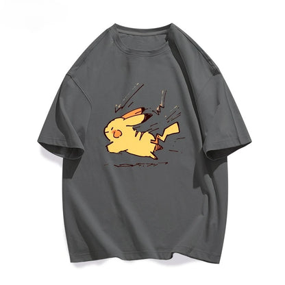 25 Summer Pokémon Anime Pikachu Brand 100%Pure Cotton Printed T-shirt Men Harajuku Casual Versatile Short-sleeved Y2k Loose