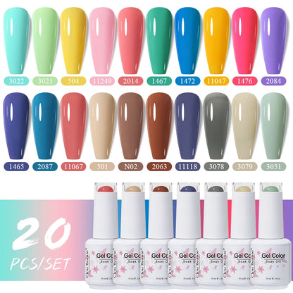 Clou Beaute 10/12/20/24pcs Gel Nail Polish Set Color 15ml White Glass Bottle Nail Art Kit Semi Permanent Gellack Nail Varnish