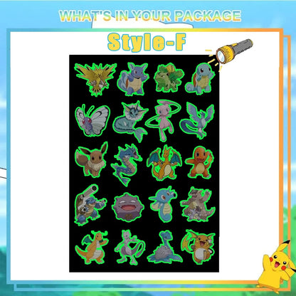 8pcs Luminous Pokemon Pikachu Cute Tattoo Stickers Arm Face Glowing Body Art Children Temporary Tattoo Kids Gift Party Supplies