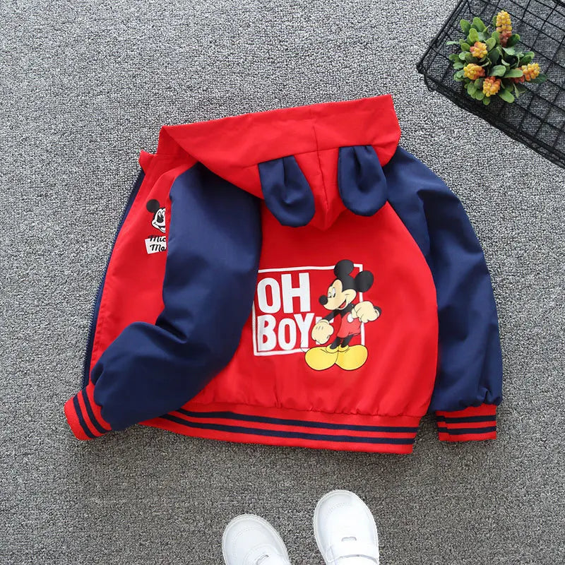 Boys Spiderman Hooded Jackets 1-10 Years Girls Spring Autumn Stitch Print Sports Coats Children Cartoon Outerwear Kids Clothes