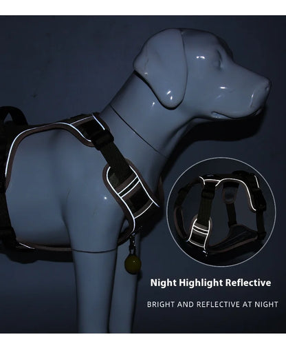 Anti-Pull Reflective Dog Harness with Multi-Point Adjustment No Pull Pet Vest for Pet Dogs Chew Proof and Durable