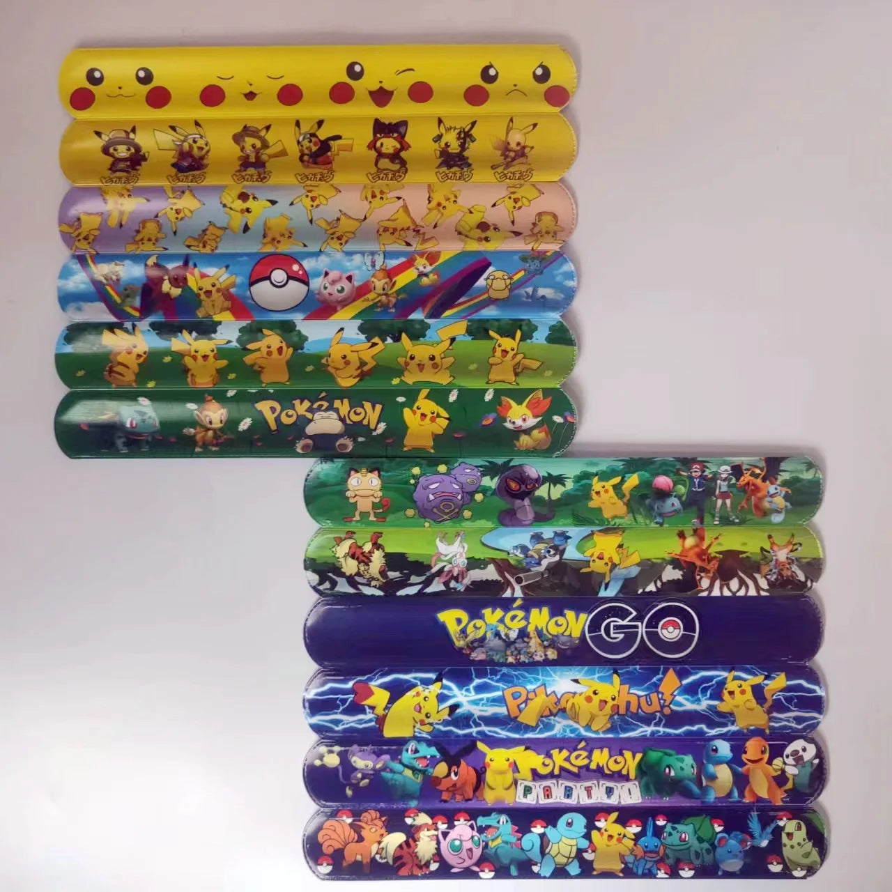 Pokemon 5/10 Pcs Wrist Strap Toys Pikachu Anime Series Ring Slap Bracelets Children Partys Interactive Supplies Birthday Gifts