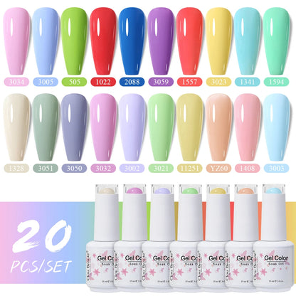 Clou Beaute 10/12/20/24pcs Gel Nail Polish Set Color 15ml White Glass Bottle Nail Art Kit Semi Permanent Gellack Nail Varnish