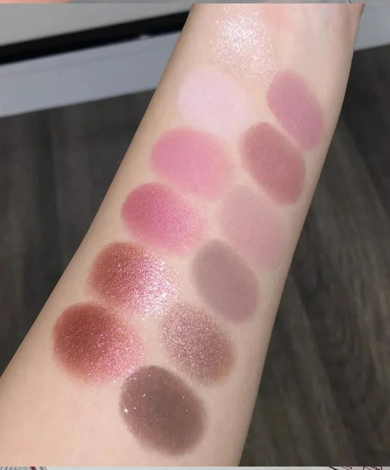 12 Colors Shimmer Matte Eyeshadow Palette Nude Rose Pink Glitter Pigment Eye Shadow Lasting Waterproof Make Up Palette Cosmetics