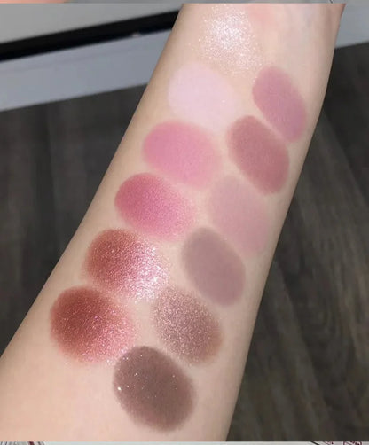 12 Colors Shimmer Matte Eyeshadow Palette Nude Rose Pink Glitter Pigment Eye Shadow Lasting Waterproof Make Up Palette Cosmetics