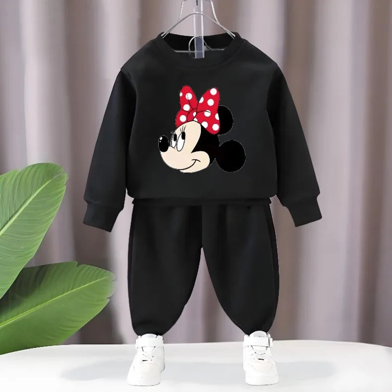 Baby Girls Long Sleeve Pullover and Trousers Two Piece Sets DISNEY Fall Children's Hoodies Set Kids Casual Sweatsuits New