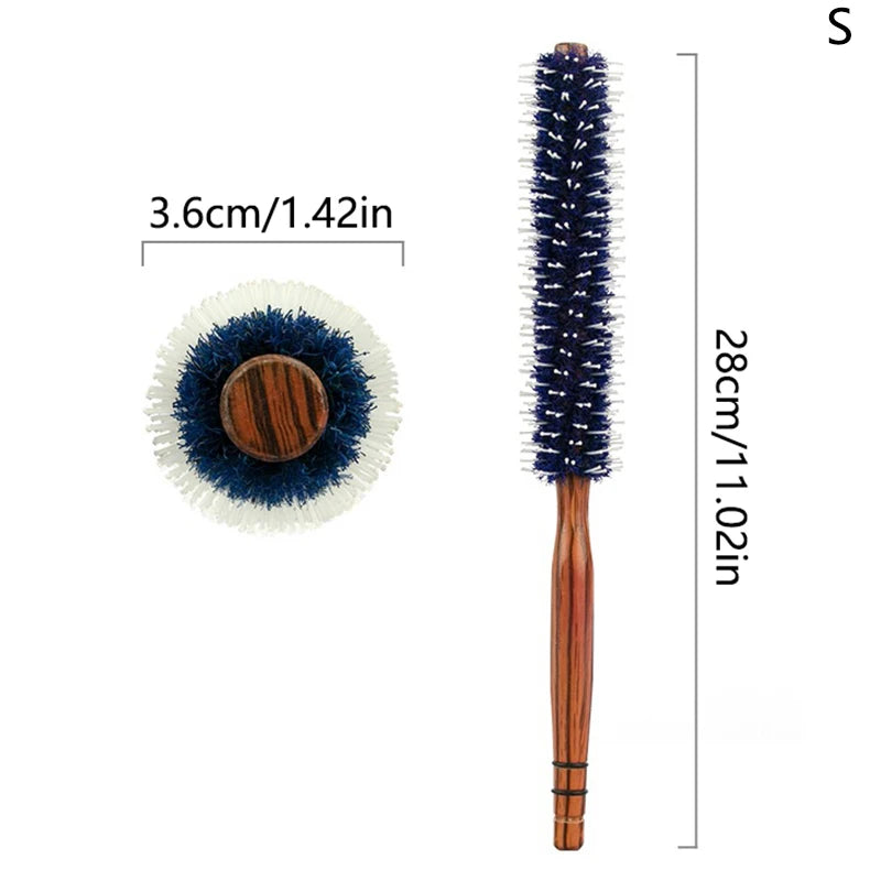 Wood Handle Round Rolling Brush Boar Bristle Nylon Hair Comb Anti Static Brush Straight Twill Hair Comb Hairdressing Tool