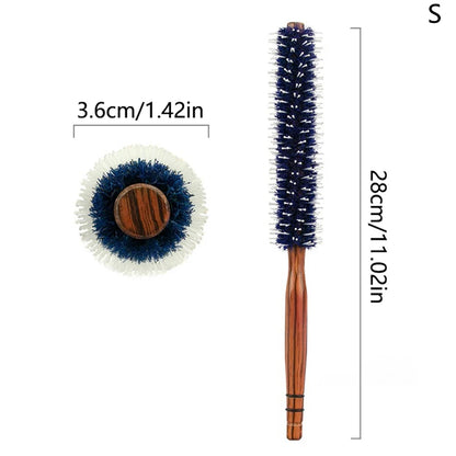 Wood Handle Round Rolling Brush Boar Bristle Nylon Hair Comb Anti Static Brush Straight Twill Hair Comb Hairdressing Tool