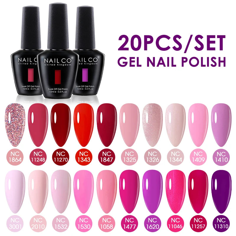 NAILCO 15ml 30/20/10pcs/Set UV Gel Nail Polish Semi Permanent Esmalte Vernis LED Gel Varnish Soak Off Nail Art All For Manicure