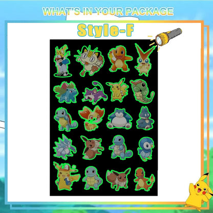 8pcs Luminous Pokemon Pikachu Cute Tattoo Stickers Arm Face Glowing Body Art Children Temporary Tattoo Kids Gift Party Supplies