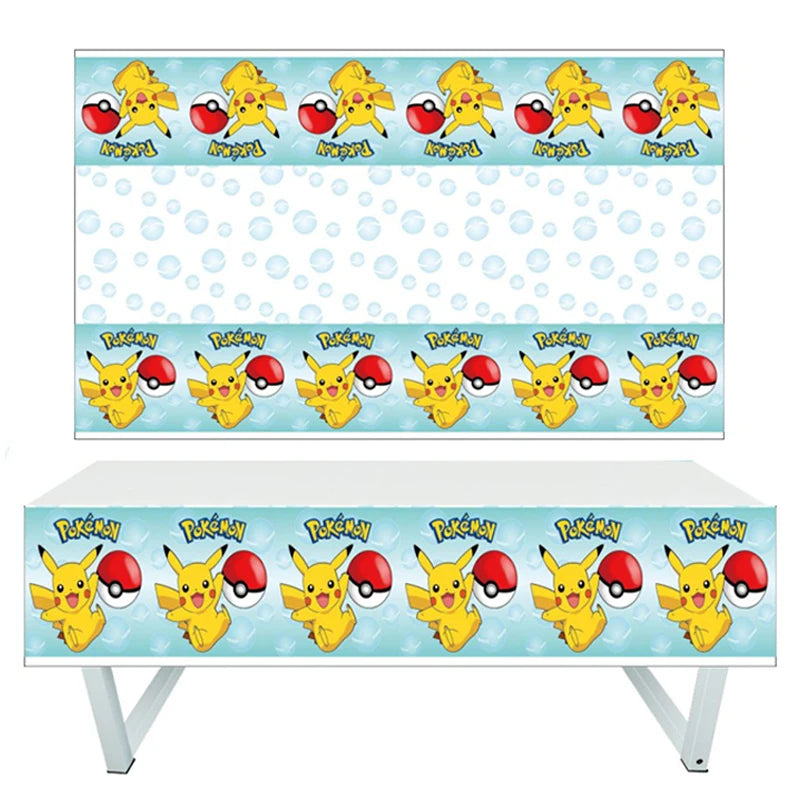 New pokemon birthday party pikachu decoration Balloon Disposable Tableware Tablecloth Straws Cup Plates Baby Shower Supplies Toy